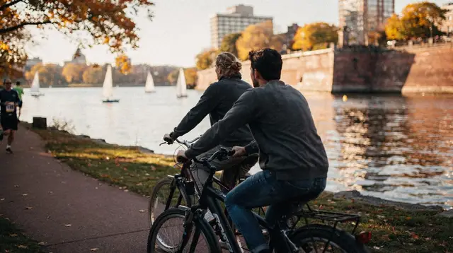 Boston to Cambridge by electric bike: crossing the Charles to Harvard and MIT